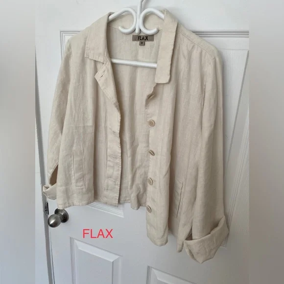FLAX Linen Popover Jacket - M/L - Picture 1 of 3